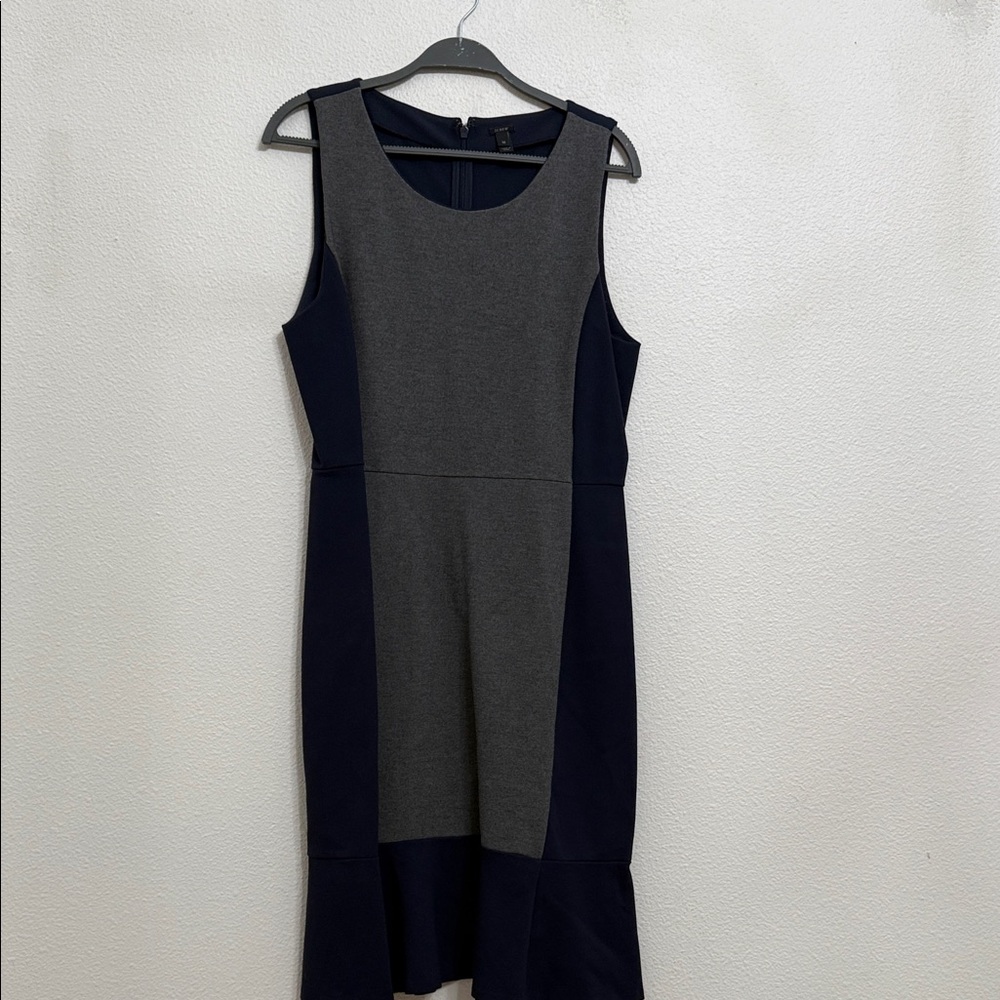 J. Crew Gray and Black Midi Dress